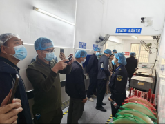 参不雅人员实地参不雅学校食堂食物加工操做间